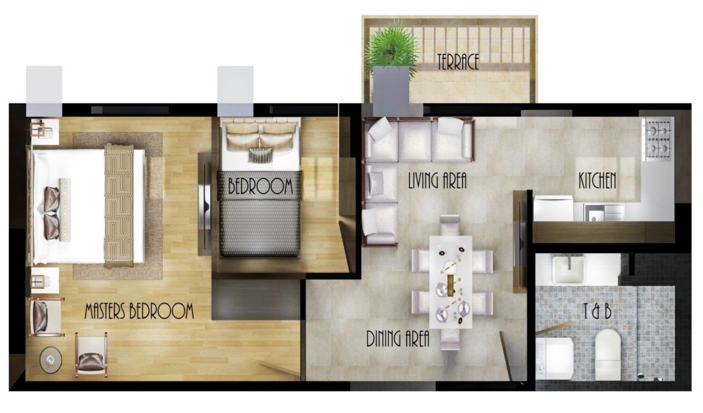 Mercedes Residences 2-Bedroom unit Layout
