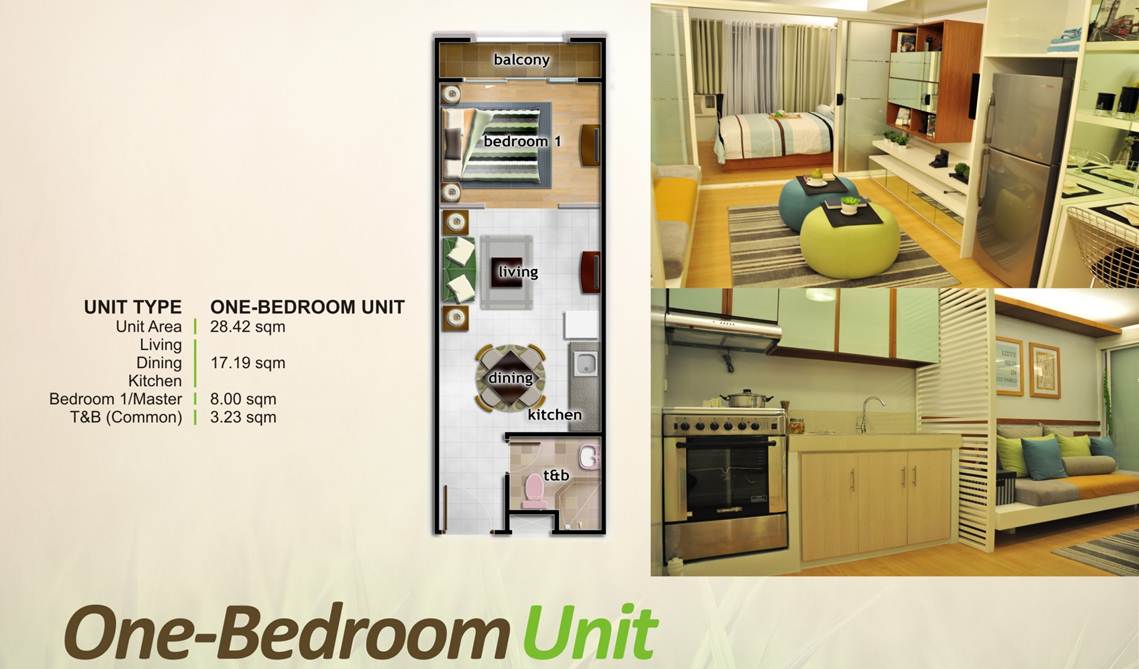 One Oasis Ortigas 1-Bedroom Unit Layout