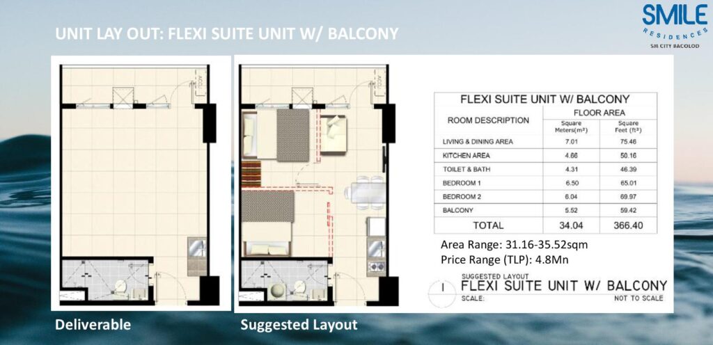 Smile Residences Flexi Suite Unit with Balcony