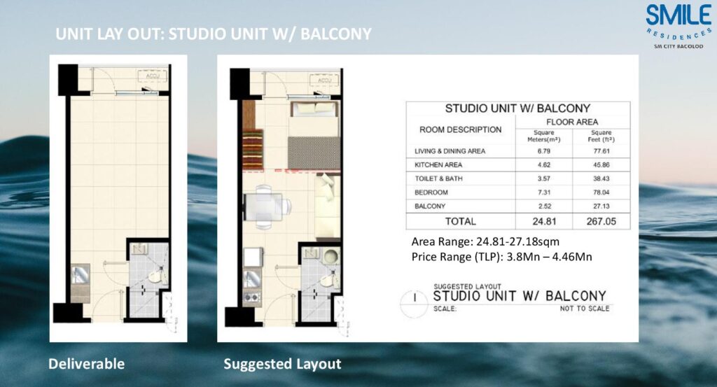 Smile Residences Studio Unit with Balcony
